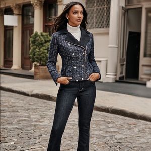 NWT White House Black Market Tweed Moto Jacket Size 6